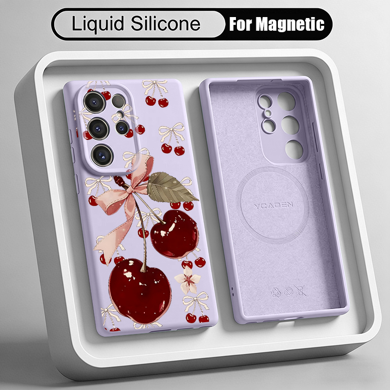체리 패턴 리퀴드 실리콘 폰 케이스 삼성 갤럭시 S26 - Liquid Silicone Magnetic Phone Case 리뷰 및 가격