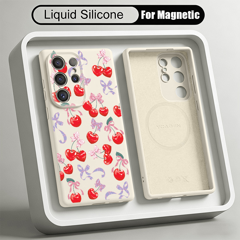 체리 패턴 리퀴드 실리콘 폰 케이스 삼성 갤럭시 S26 - Liquid Silicone Magnetic Phone Case 리뷰 및 가격